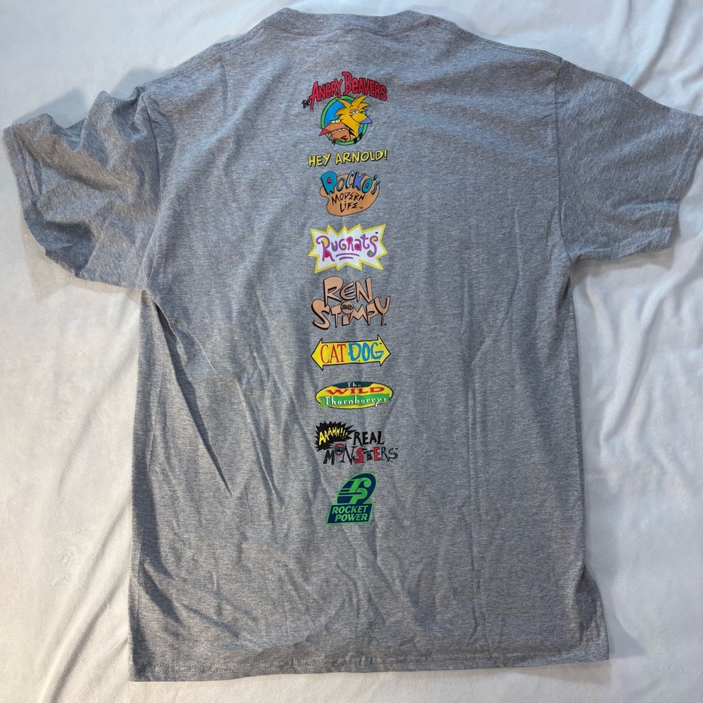 Nickelodeon 90s Cart Mashup T-Shirt Men’s M, Gray Rugrats Hey Arnold Ren Stimpy‎